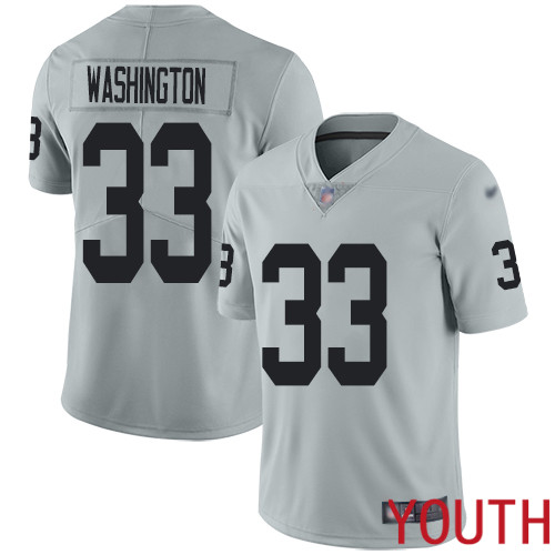 Oakland Raiders Limited Silver Youth DeAndre Washington Jersey NFL Football #33 Inverted Legend Jersey->youth nfl jersey->Youth Jersey